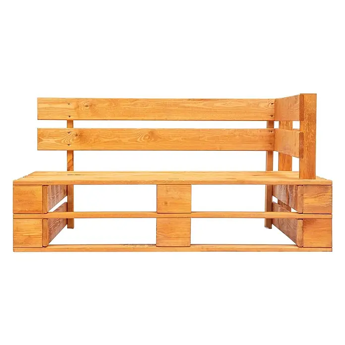 Furnicato Gartenbank Kiefernholz imprägniert - B x T x H: 110 x 65 x 55 cm, Braun - Helle Holzbank aus Paletten mit Rückenlehne und einer Armlehne.