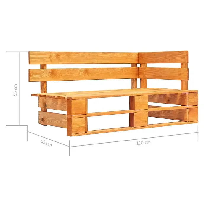 Furnicato Gartenbank Kiefernholz imprägniert - B x T x H: 110 x 65 x 55 cm, Braun - Eckbank aus Holzpaletten, Naturholzfarbe. Maße: 110x65x55 cm.