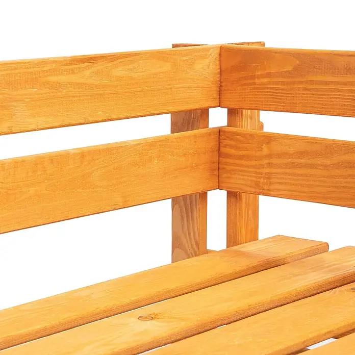 Furnicato Gartenbank Kiefernholz imprägniert - B x T x H: 110 x 65 x 55 cm, Braun - Hellbraunes Holz-Eckpflanzgefäß mit Lattenkonstruktion.