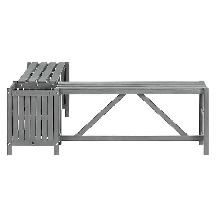 Furnicato Gartenbank Akazien-Massivholz - B x T x H: 117 x 117 x 40 cm, Grau - Graue L-förmige Eckbank aus Holz mit Lattenrost-Design.