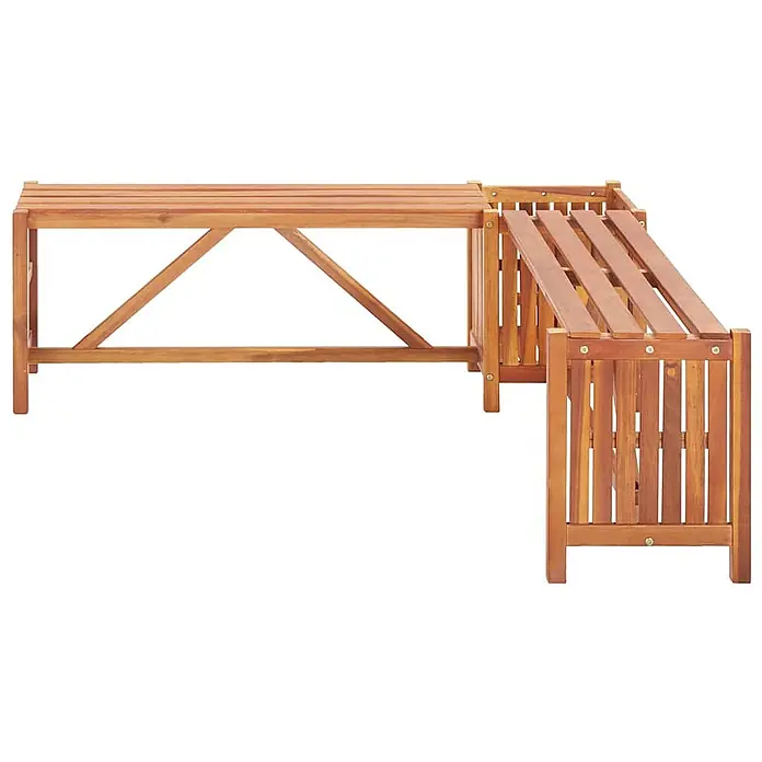Furnicato Gartenbank Akazien-Massivholz geölt - B x T x H: 117 x 117 x 40 cm, Braun - L-förmige Gartenbank mit Pflanzkasten aus rotbraunem Akazienholz. Ideal für Sitzecken im Freien.