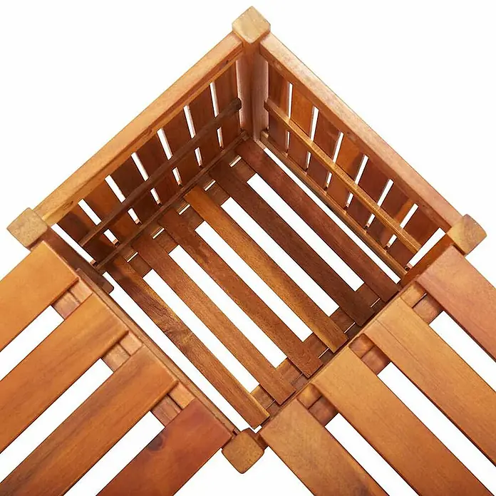 Furnicato Gartenbank Akazien-Massivholz geölt - B x T x H: 117 x 117 x 40 cm, Braun - Brauner Pflanzkasten aus Holz für die Ecke mit Lattenrost.