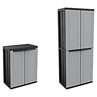 Terry JLine Armario multiusos de plástico  Alto + Bajo (Gris/Negro, Plástico, 2 pzs.)