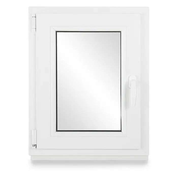 Neruli Kellerfenster 60x70 cm(BxH) DIN Links 2 -fach Glas Dichtung Schwarz - 60 x 70 cm, DIN Anschlag: Links, Weiß - Weißes Kunststofffenster mit klarer Glasscheibe, Griff und Scharnieren.