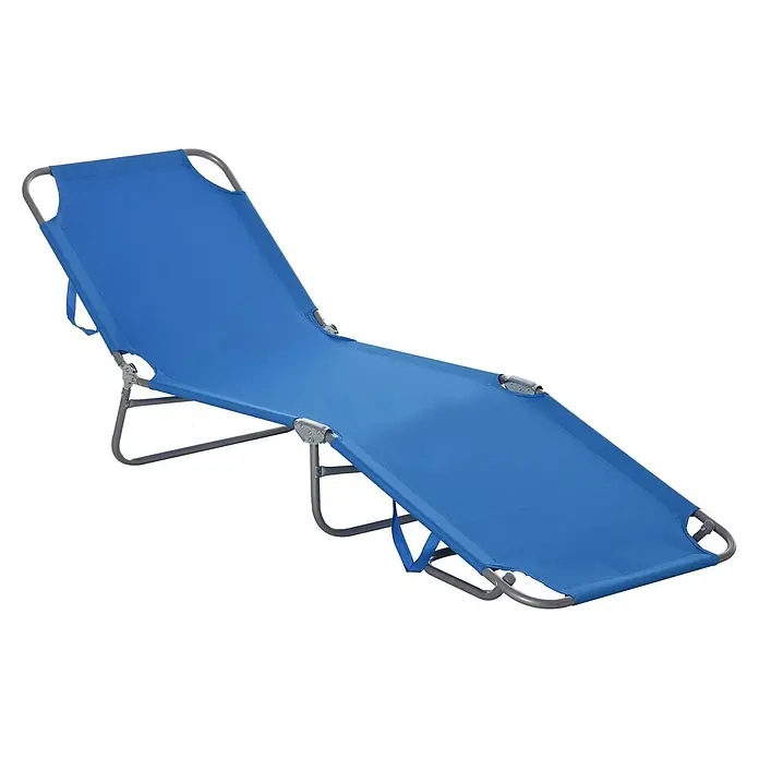 Furnicato Gartenliege - B x T: 55 x 187 cm, Blau, Polyester - Blaues faltbares Stoff- und Metallgestell-Liegestuhl mit verstellbaren Liegepositionen.