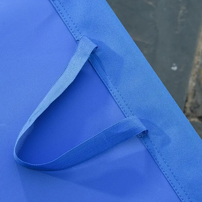 Furnicato Gartenliege - B x T: 55 x 187 cm, Blau, Polyester - Nahaufnahme eines blauen Stoffartikels mit gewebter Textur und sicher vernähtem Griff.
