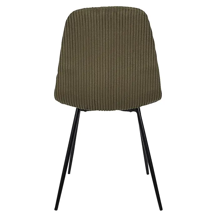 Home Deco Factory Silla Scott - Verde, 4 ud. - Silla moderna de pana verde oliva con patas de metal negro.