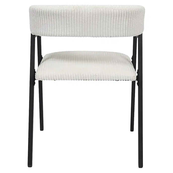 Home Deco Factory Silla Scott - Beige, 2 ud. - Silla moderna con tapicería de pana blanca acanalada y una elegante estructura de metal negro.
