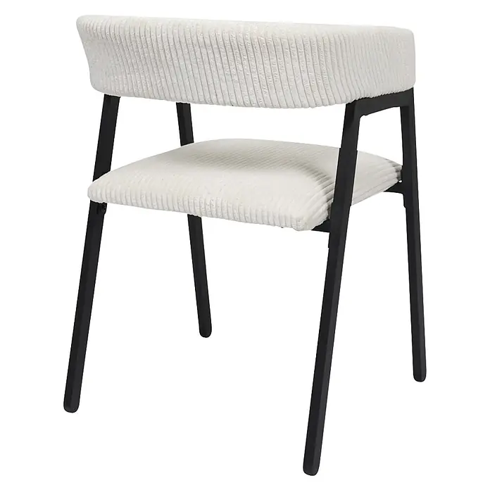 Home Deco Factory Silla Scott - Beige, 2 ud. - Silla de pana blanca con estructura negra.