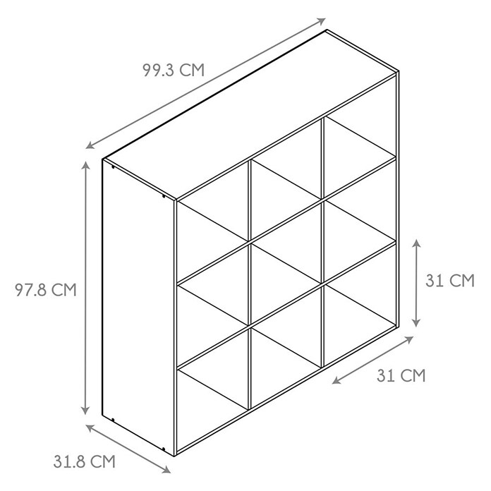 Home Deco Factory Tiffany Estantería de madera (Al x An x Pr: 97,8 x 99,3 x 31,8 cm, Capacidad de carga por balda: 5 kg, Número de baldas: 9 ud., Atornillado, Marrón) | BAUHAUS