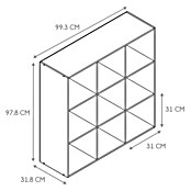 Home Deco Factory Tiffany Estantería de madera (Al x An x Pr: 97,8 x 99,3 x 31,8 cm, Capacidad de carga por balda: 5 kg, Número de baldas: 9 ud., Atornillado, Marrón) | BAUHAUS