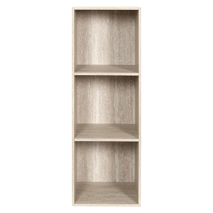 Home Deco Factory Estantería de madera Pietra - Al x An x Pr: 97,8 x 34 x 31,8 cm, Capacidad de carga por balda: 5 kg, Número de baldas: 3 ud., Atornillado, Natural - Estantería alta de material greige claro texturizado con tres baldas.