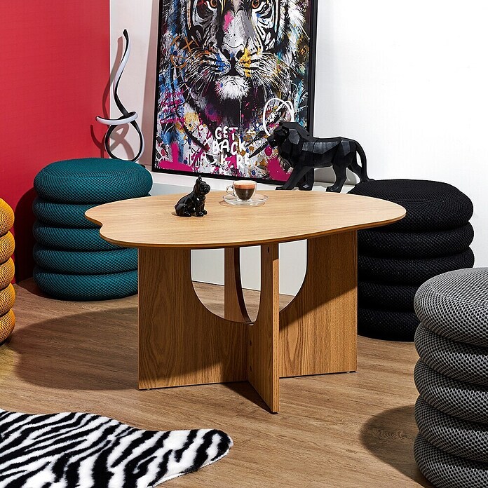 Home Deco Factory Calypso Mesa auxiliar (L x An x Al: 60 x 80 x 42 cm, MDF, Relieves curvos) | BAUHAUS