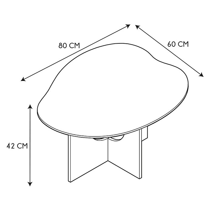 Home Deco Factory Calypso Mesa auxiliar (L x An x Al: 60 x 80 x 42 cm, MDF, Relieves curvos) | BAUHAUS