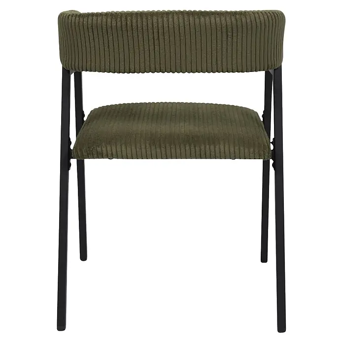 Home Deco Factory Silla Scott - Verde, 2 ud. - Silla de pana verde oliva con estructura de metal negro. Asiento y respaldo acolchados.