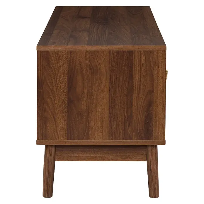 Home Deco Factory Tiffany Mueble para TV - L x An x Al: 40 x 110 x 48 cm, Marrón - Gabinete auxiliar de madera marrón oscuro estilo mid-century con patas anguladas.