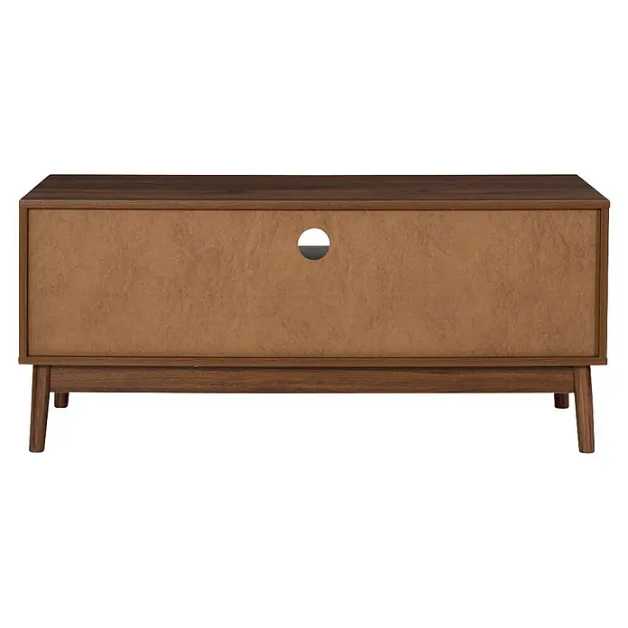 Home Deco Factory Tiffany Mueble para TV - L x An x Al: 40 x 110 x 48 cm, Marrón - Mueble de TV de madera marrón oscuro con panel frontal marrón claro y orificio para cables.