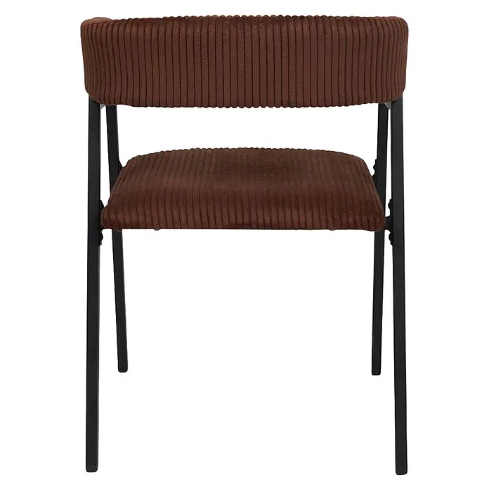 Home Deco Factory Silla Scott - Terracota, 2 ud. - Silla de pana marrón acanalada con estructura de metal negro.