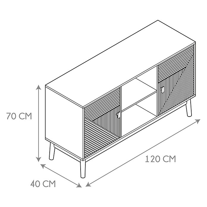 Home Deco Factory Tiffany Aparador (L x An x Al: 40 x 120 x 70 cm, Marrón, Número de puertas: 2 ud.) | BAUHAUS