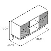 Home Deco Factory Tiffany Aparador (L x An x Al: 40 x 120 x 70 cm, Marrón, Número de puertas: 2 ud.) | BAUHAUS