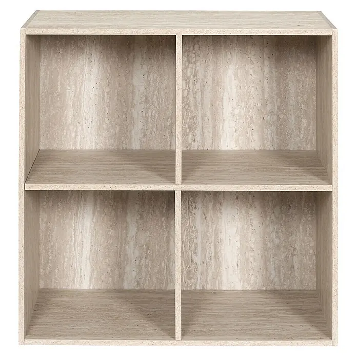 Home Deco Factory Estantería de madera Pietra - Al x An x Pr: 65,6 x 66,6 x 31,8 cm, Capacidad de carga por balda: 5 kg, Número de baldas: 4 ud., Atornillado, Natural - Estantería cuadrada efecto madera clara con cuatro compartimentos abiertos para almacenaje.
