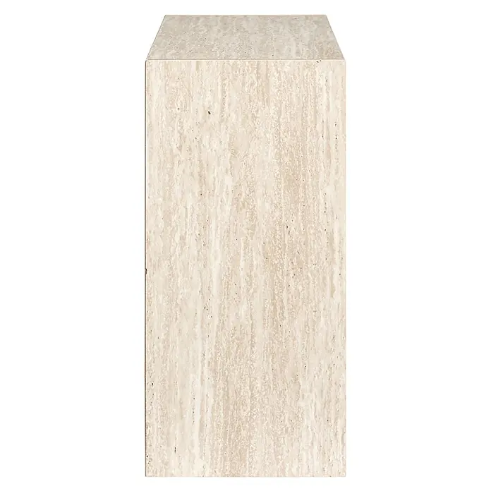 Home Deco Factory Estantería de madera Pietra - Al x An x Pr: 65,6 x 66,6 x 31,8 cm, Capacidad de carga por balda: 5 kg, Número de baldas: 4 ud., Atornillado, Natural - Pedestal rectangular de travertino crema con superficie texturizada.