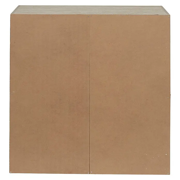 Home Deco Factory Estantería de madera Pietra - Al x An x Pr: 65,6 x 66,6 x 31,8 cm, Capacidad de carga por balda: 5 kg, Número de baldas: 4 ud., Atornillado, Natural - Panel trasero de mueble de aglomerado marrón claro, con junta vertical y cabezas de tornillo.