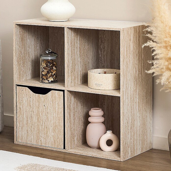 Home Deco Factory Estantería de madera Pietra (Al x An x Pr: 65,6 x 66,6 x 31,8 cm, Capacidad de carga por balda: 5 kg, Número de baldas: 4 ud., Atornillado, Natural) | BAUHAUS