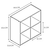 Home Deco Factory Estantería de madera Pietra (Al x An x Pr: 65,6 x 66,6 x 31,8 cm, Capacidad de carga por balda: 5 kg, Número de baldas: 4 ud., Atornillado, Natural) | BAUHAUS