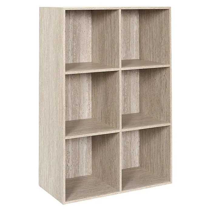 Home Deco Factory Estantería de madera Pietra - Al x An x Pr: 97,8 x 66,6 x 31,8 cm, Capacidad de carga por balda: 5 kg, Número de baldas: 6 ud., Atornillado, Natural - Mueble de almacenamiento cúbico en imitación madera clara con nueve compartimentos.