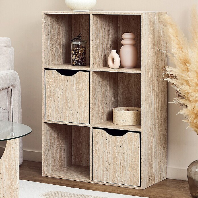 Home Deco Factory Estantería de madera Pietra (Al x An x Pr: 97,8 x 66,6 x 31,8 cm, Capacidad de carga por balda: 5 kg, Número de baldas: 6 ud., Atornillado, Natural) | BAUHAUS