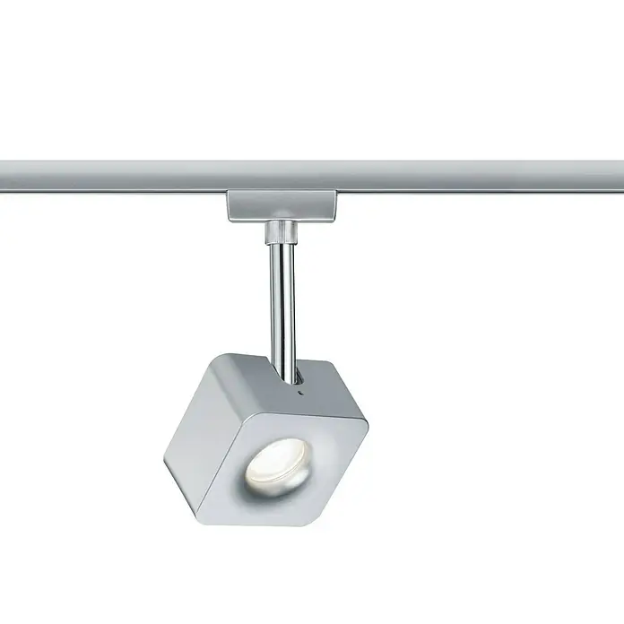 Paulmann URail LED-Spot Cube - 8 W, Chrom, L x B x H: 4,7 x 7,7 x 16,5 cm - Moderne silberne Schienenleuchte mit einem würfelförmigen Strahler, der ein helles, fokussiertes Licht ausstrahlt. Elegantes Design für den Innenbereich.