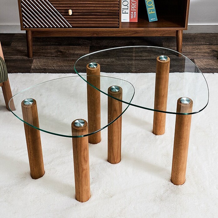 Home Deco Factory Mesa de centro (Vidrio templado, 2 ud., Forma: Curvado) | BAUHAUS