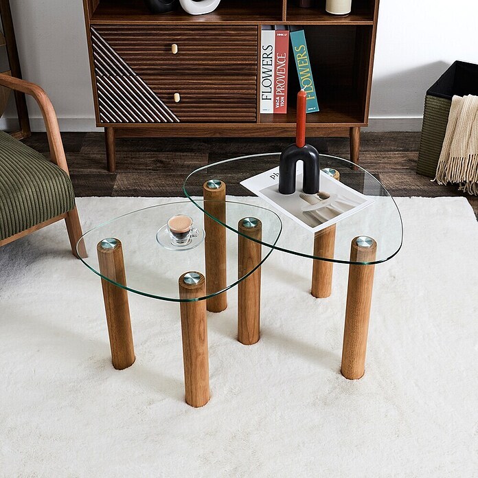 Home Deco Factory Mesa de centro (Vidrio templado, 2 ud., Forma: Curvado) | BAUHAUS