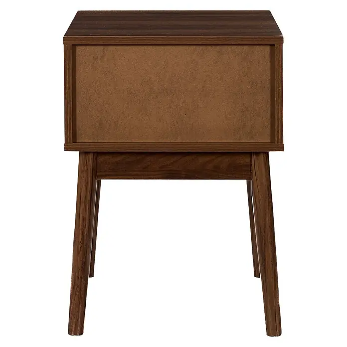 Home Deco Factory Tiffany Mesita de noche - L x An x Al: 40 x 40 x 55 cm, Marrón, Número de cajones: 1 ud. - Mesita de noche de madera marrón oscuro con frente de cajón marrón claro y patas cónicas.