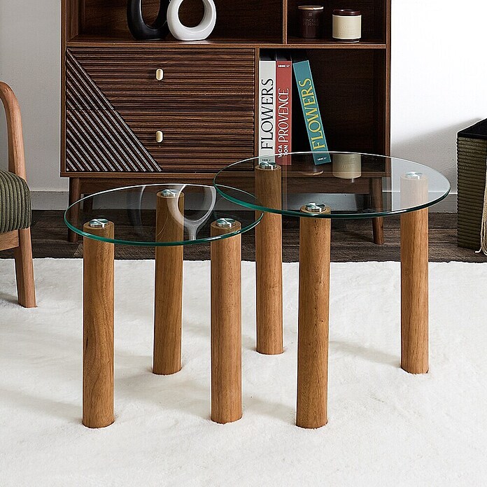 Home Deco Factory Mesa de centro (Vidrio templado, 2 ud., Forma: Redonda) | BAUHAUS