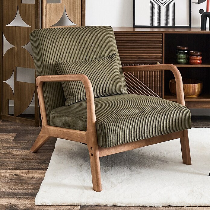 Home Deco Factory Sillón Scott (L x An x Al: 83,5 x 64,5 x 75 cm, Verde, Textil canalé) | BAUHAUS