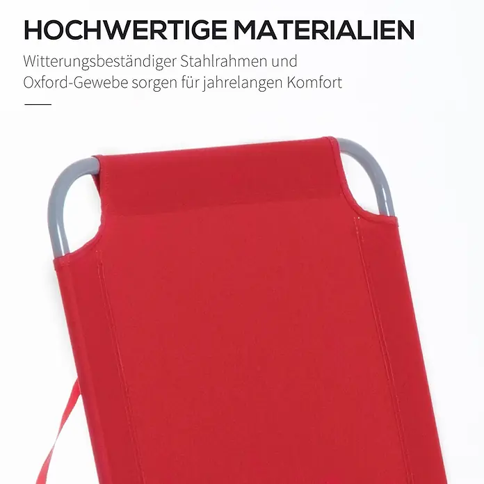 Furnicato Gartenliege - B x T: 55 x 187 cm, Rot, Polyester - Rotes Oxford-Gewebe mit grauem, wetterfestem Stahlrahmen, betont langlebige Materialien für Komfort.