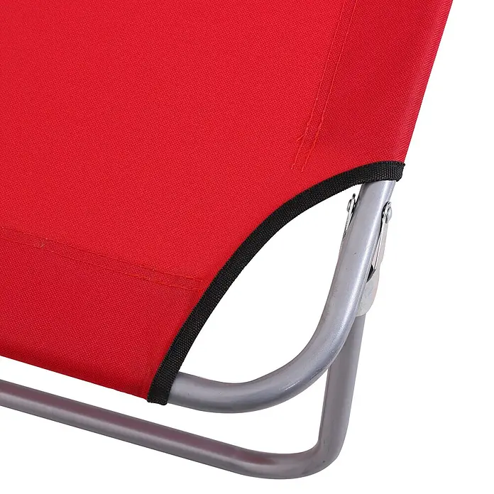 Furnicato Gartenliege - B x T: 58 x 187 cm, Rot, Polyester - Roter Stuhlsitz aus Stoff mit schwarzem Rand und silbernem Metallrahmen, langlebige Konstruktion.