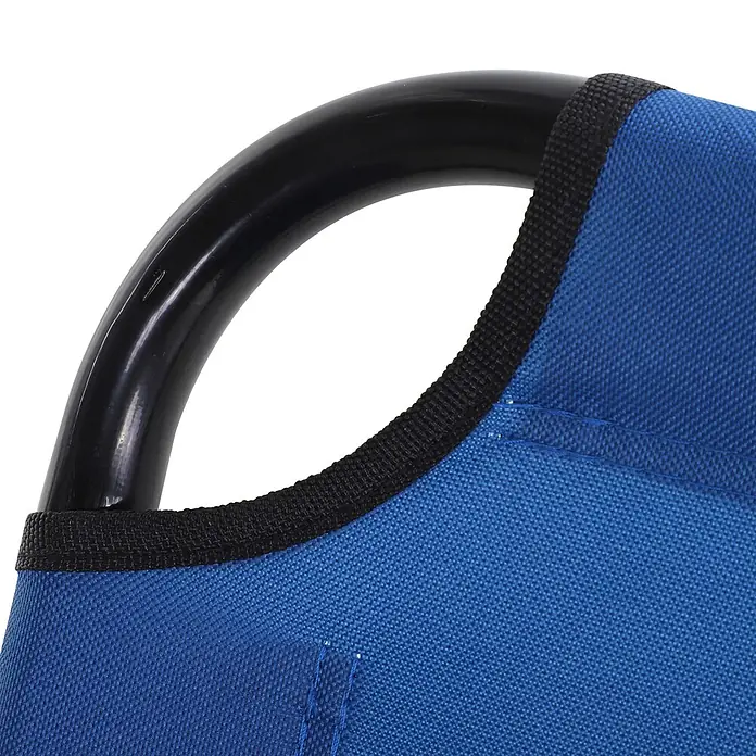Furnicato Gartenliege - B x T: 56 x 188 cm, Blau, Polyester - Blauer Stoffbezug mit schwarzer Einfassung an einem gebogenen schwarzen Metallrahmen.