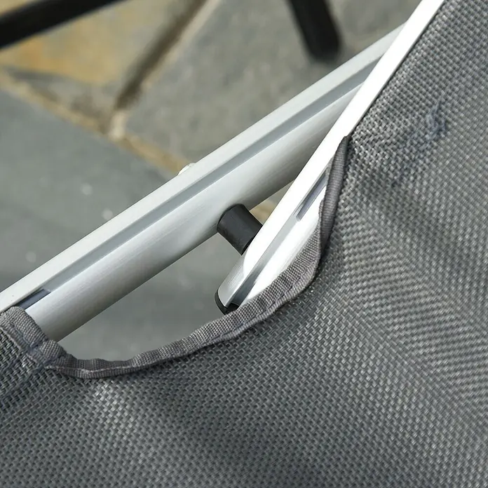 Outsunny Gartenliege - Grau, Aluminium - Graues Netzgewebe und Aluminiumrahmen mit schwarzem Verbinder, für Gartenstuhl oder Sonnenliege.