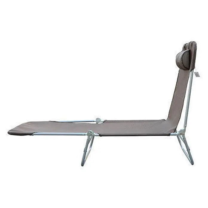 Furnicato Gartenliege - B x T: 57 x 182 cm, Braun, Textil - Braune, klappbare Sonnenliege aus Stoff mit Metallrahmen und verstellbarer Kopfstütze.