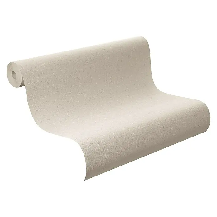 Rasch Vliestapete - Beige, Uni, 10,05 x 0,53 m, Gewebestruktur - Eine Rolle einfarbiger Vliestapete in einem hellen Farbton, ideal für die Gestaltung stilvoller und moderner Innenräume mit Textur.