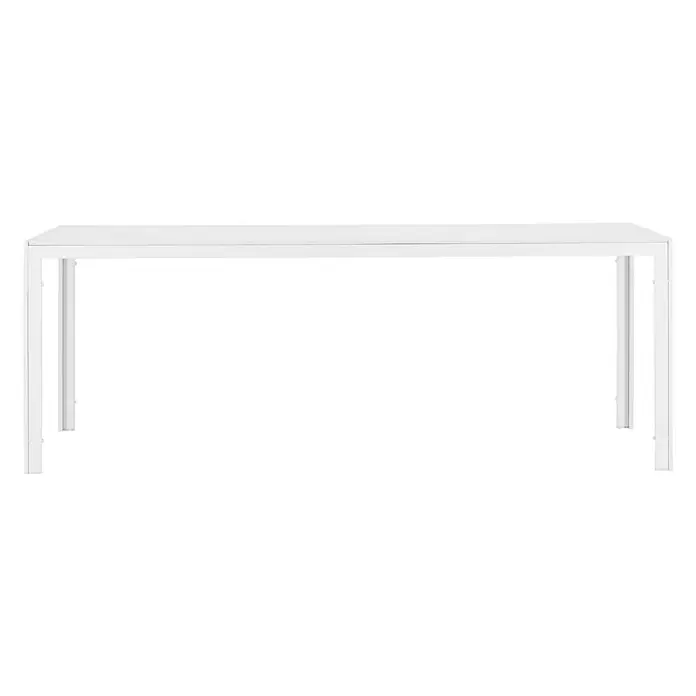 Ebuy24 Gartentisch Break - L x B x H: 205 x 90 x 75 cm, Ø x H: 90 x 75 cm, Aluminium, Weiß - Weißer rechteckiger Tisch mit Metallgestell.