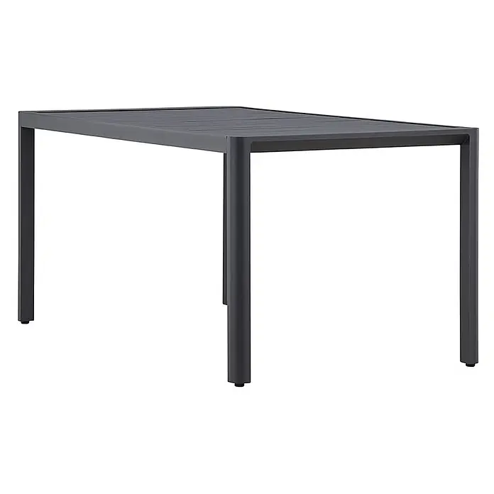 Ebuy24 Gartentisch Giardini - L x B x H: 150 x 85 x 72 cm, Ø x H: 85 x 72 cm, Aluminium, Schwarz - Moderner anthrazitfarbener Metalltisch mit rechteckiger Lamellenplatte.