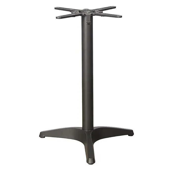 Ebuy24 Gartentisch Vivi - L x B x H: 60 x 60 x 73 cm, Ø x H: 60 x 73 cm, Aluminium, Sonstige, Grau - Dunkelgrauer Metalltischfuß mit Säule, sternförmiger Montageplatte und sternförmigem Unterteil.