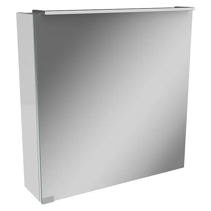Camargue Stella LED-Spiegelschrank - B x H: 60 x 68,4 cm, Mit Beleuchtung, DIN Anschlag: Links, Weiß, Spanplatte - Ein moderner Spiegelschrank mit klaren Linien und einer reflektierenden Oberfläche. Ideal für Badezimmer zur Aufbewahrung und als Spiegel.