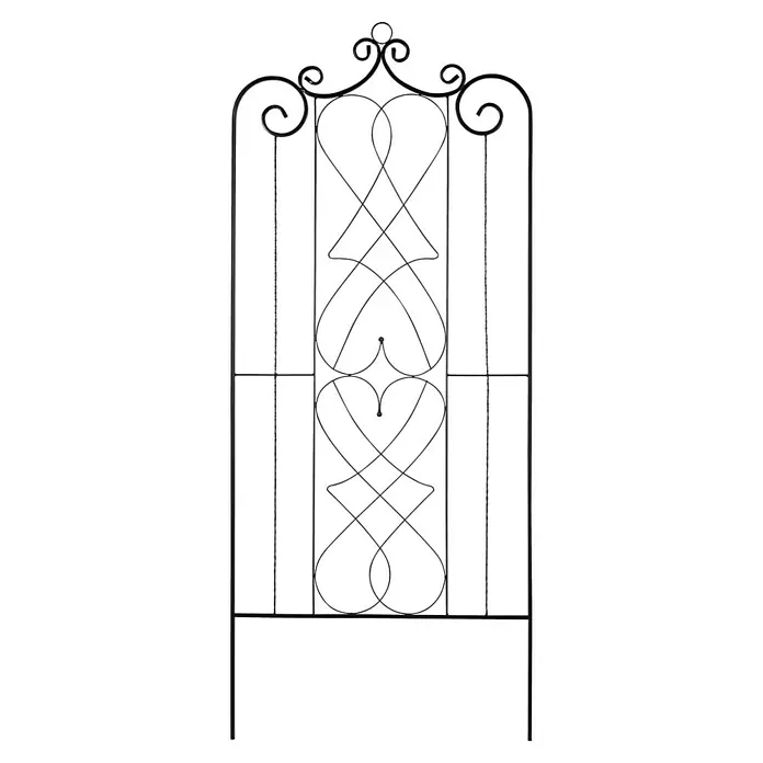 Gardol Zierspalier Abruzzen - 75 x 180 cm, Anthrazit - Schmiedeeisernes Gartentor mit Herzdesign und verschnörkelten Details. Ein dekoratives Element für jeden Garten, das Charme und Eleganz verleiht.