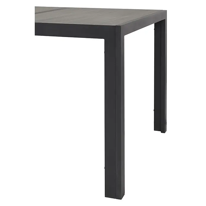 Ebuy24 Gartentisch Komma - L x B x H: 90 x 195 x 74 cm, Ø x H: 195 x 74 cm, Aluminium, Keramik, Sonstige, Schwarz - Dunkelgrauer strukturierter Tisch mit robusten Vierkantbeinen.
