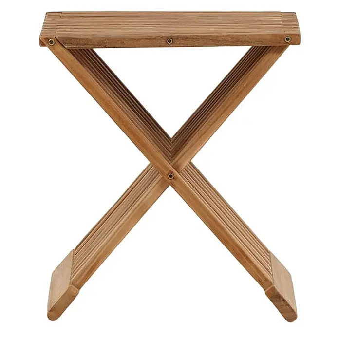 Ebuy24 Gartentisch Ghana - L x B x H: 39 x 37 x 43 cm, Ø x H: 37 x 43 cm, Teak, Sonstige, Teak Dekor - Brauner Holzklapptisch mit Lattenplatte und X-Beinen.
